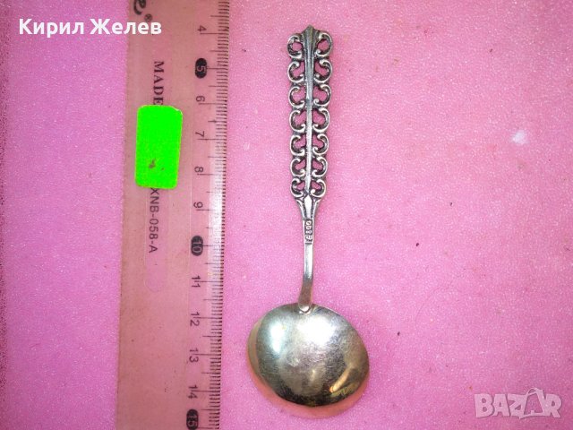 СТАРА НЕМСКА АЖУРНА КОЛЕКЦИОНЕРСКА ДЕСЕРТНА СРЕБЪРНА ЛЪЖИЧКА СРЕБРО 800 ПРОБА 43006, снимка 7 - Колекции - 44372832