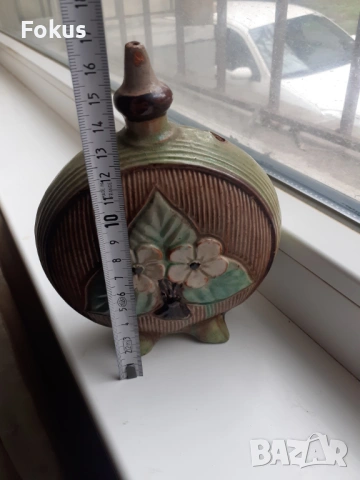 Стар български възрожденски павур керамика бъклица крондир, снимка 6 - Антикварни и старинни предмети - 54070470