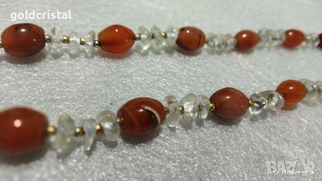Стар накит гердан от естествен камък карнеол  , снимка 6 - Антикварни и старинни предмети - 52795000