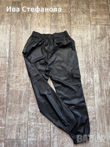 Нови висока талия черни разкошни мека кожа кожени дълги елегантни ежедневни панталони  карго стил ., снимка 2 - Панталони - 52486241