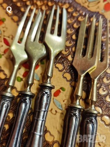 стари сребърни вилички с позлата, снимка 2 - Антикварни и старинни предмети - 52949592