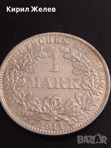 СРЕБЪРНА МОНЕТА 1 марка 1911г. Германска империя Вилхелм втори 27092, снимка 5 - Нумизматика и бонистика - 40465150