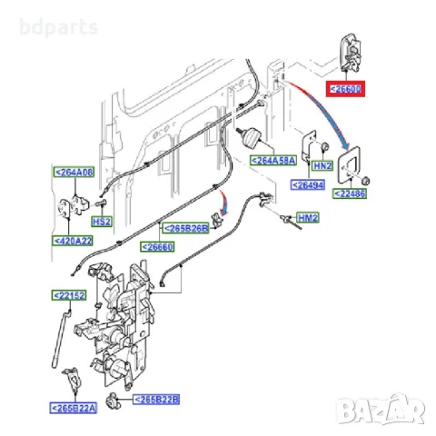 Външна дръжка за лява плъзгаща врата, Ford, Transit MK6 MK7, Черен, снимка 6 - Части - 56141874