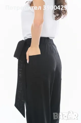 Дамски Ленен Панталон Natty - Черен, снимка 5 - Панталони - 49723944