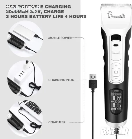 Акумулаторна машинка за подстригване на домашни животни, снимка 5 - Оборудване за аквариуми - 48472385
