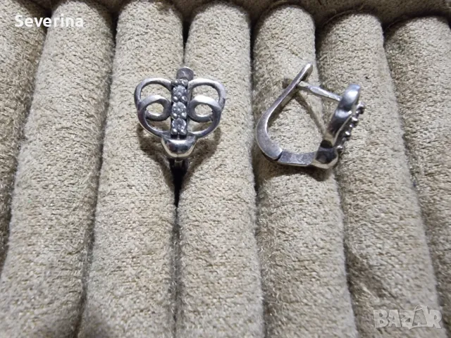 Нежни пеперуди с цирконий, снимка 2 - Обеци - 49039428