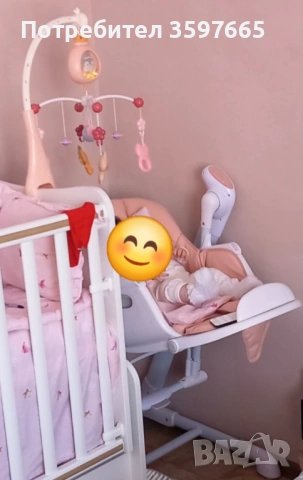 Музикална люлка и столче за хранене 2 в 1Caretero Indigo, снимка 2 - Детски люлки - 54001849