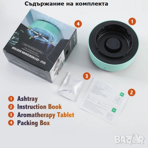 Бездимен пепелник с директно засмукване 360-градусов пречиствател на въздух с отрицателни йони, снимка 4 - Овлажнители и пречистватели за въздух - 44702020