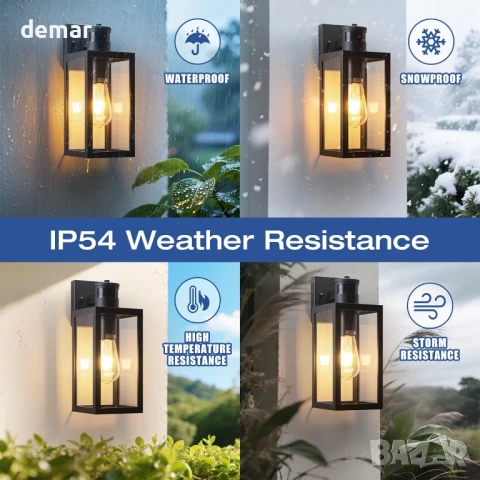 Външна стенна лампа Yaolon със сензор за движение - охранителна лампа от здрач до зори, снимка 6 - Външни лампи - 51416121