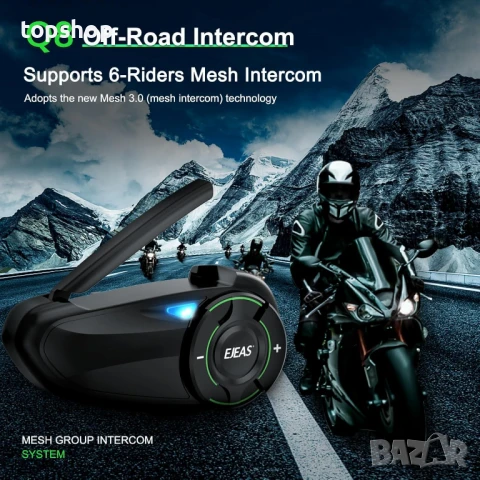 ЧИСТО НОВ, ПЕРФЕКТЕН професионален Интерком EJEAS Q8 свързване до 6 човека и обхват до 1км, снимка 2 - Аксесоари и консумативи - 50741993