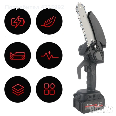 Акумулаторен мини верижен трион 6", Комплект с 2 батерии 6000mAh и куфар, снимка 6 - Градински инструменти - 53310800