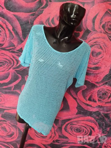 Светло синя тениска на дупки за плаж М/Л, снимка 1