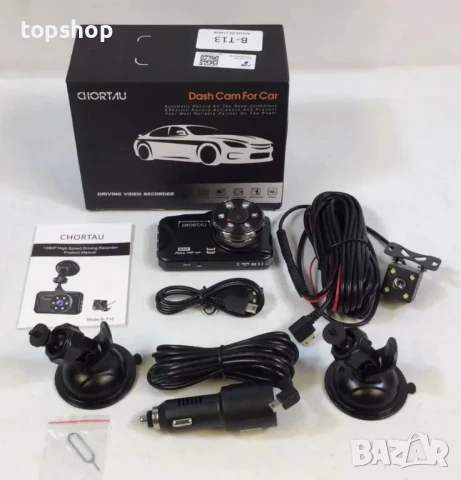 Dashcam предна и задна камера за кола CHORTAU 32GB Карта 1080P 3" IPS Loop Recording, снимка 7 - Аксесоари и консумативи - 50529510