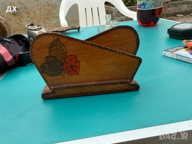Стар дървен салфетник, снимка 1