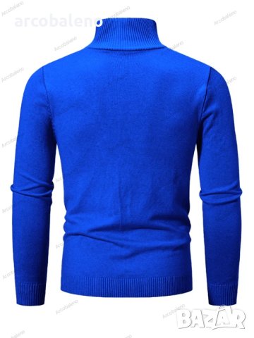 Мъжки ежедневен едноцветен пуловер с половин цип и стояща яка, 10цвята - 023, снимка 10 - Пуловери - 42784816