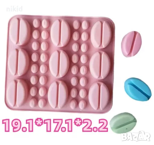 Големи малки зърна кафе силиконов молд форма фондан шоколад гипс сапун декор, снимка 4 - Форми - 49756882