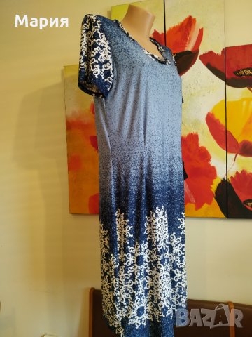 Синя рокля трико, снимка 2 - Рокли - 31995370