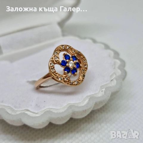 Стилен златен пръстен с фианити – 585, 2,99г, снимка 3 - Пръстени - 54215177