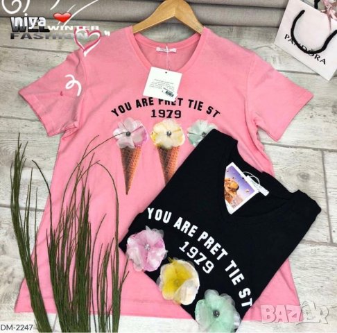 Тениска със 3D сладолед в розов цвят, снимка 3 - Тениски - 29181566