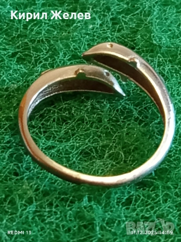 Римантичен сребърен пръстен два делфина много красив стилен дизайн 52406, снимка 3 - Пръстени - 52736284