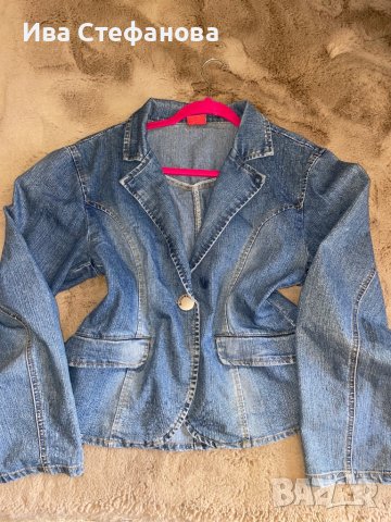 Дънково синьо сако XL размер еластичен деним 