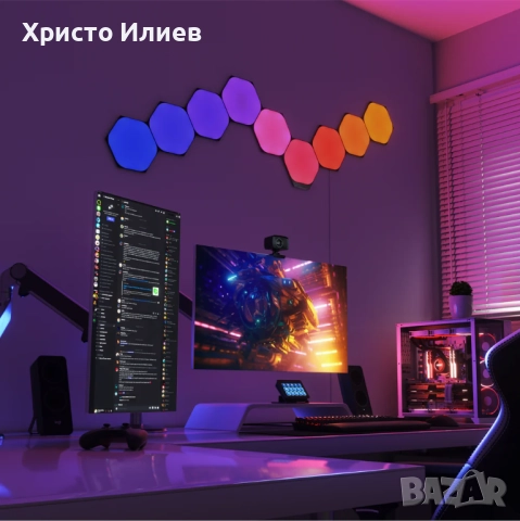 Смарт светлинни панели Nanoleaf Shapes Black Hexagons стартов пакет 9 броя, снимка 2 - Други - 52534475