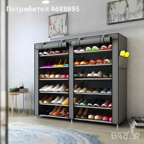 Сгъваем текстилен шкаф XXL, органайзер за дрехи, дишащ материал, снимка 3 - Шкафове - 53900421