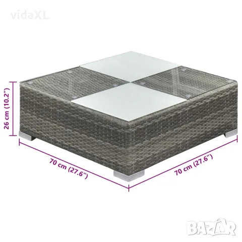vidaXL Градински комплект с възглавници, 6 части, сив полиратан, снимка 9 - Градински мебели, декорация  - 56147553