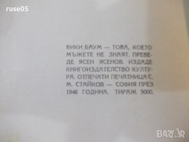 Книга "Това , което мъжете не знаят - Вики Баум" - 296 стр., снимка 6 - Художествена литература - 44391520