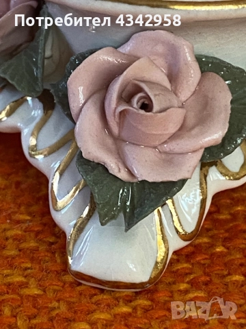 Alka. Germany.1950 г.Винтидж свещник с рози., снимка 3 - Антикварни и старинни предмети - 51691692