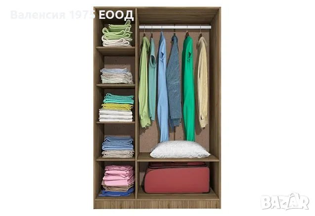 Трикрил гардероб с огледало Сити 1003 сонома, орех или комбинация бяло/ арвен, снимка 8 - Гардероби - 18790452