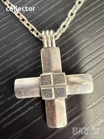 Сребърен комплект - синджир с кръст. №8072, снимка 4 - Антикварни и старинни предмети - 54062587
