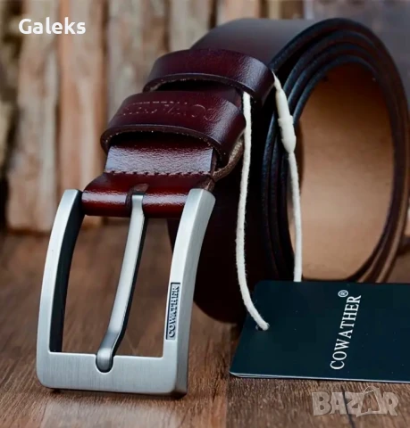 Мъжки, Стилни и спортни кожени колани COWATHER* Кафяви и Черни /Естест. кожа!, снимка 3 - Колани - 49757147