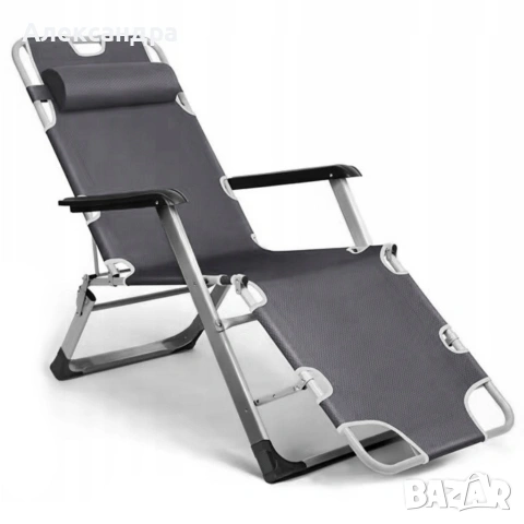 Сгъваем градински шезлонг с мека ватирана възглавница, регулируема облегалка и антикорозионна рамка, снимка 5 - Градински мебели, декорация  - 53891761