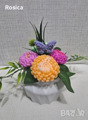 Сапунени цветя , снимка 3 - Ръчно изработени сувенири - 51537638