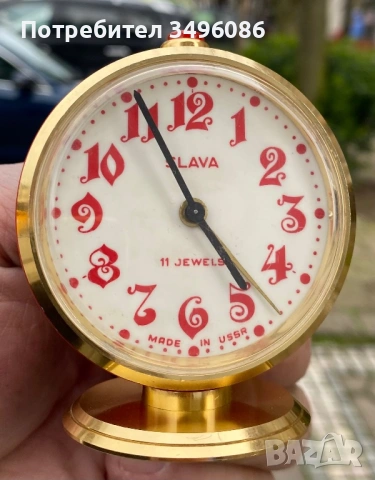 Стар съветски механичен будилник СЛАВА 11 камъка, снимка 17 - Колекции - 54058898