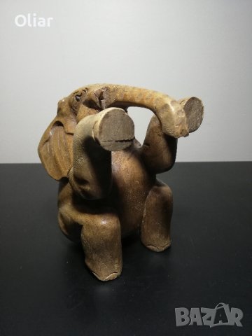 Статуетка на слон от дърво. Подарък. Декорация. , снимка 2 - Статуетки - 44340669