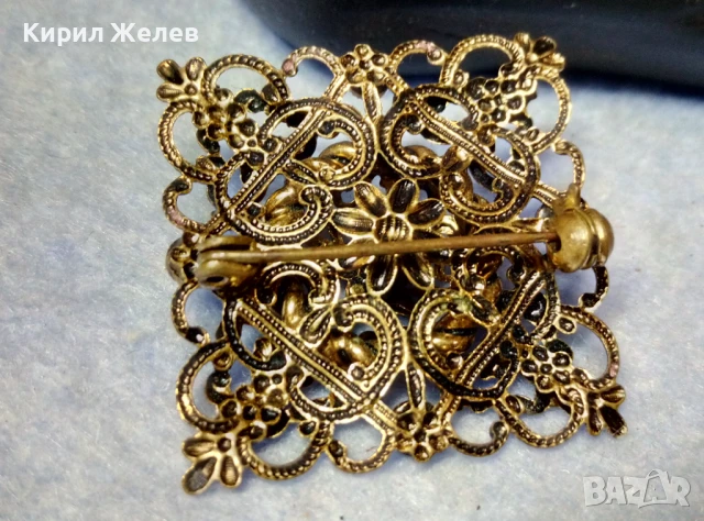 СТАРИННА РАЗКОШНА ПОЗЛАТЕНА МЕДНА БРОШКА ФИНА РЪЧНА МАЙСТОРСКА АЖУРНА ИЗРАБОТКА 20442, снимка 12 - Антикварни и старинни предмети - 51255531