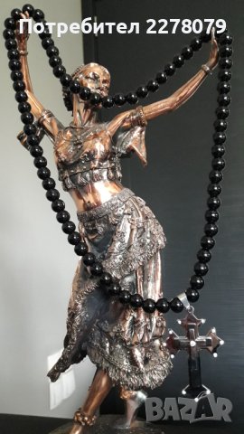 ПРОМО-Стилно колие от черен гланцов оникс с кръст от стомана, снимка 2 - Колиета, медальони, синджири - 40641005