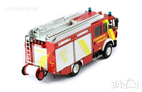 Mercedes-Benz LF 16/12 Ziegler Hannove пожарна 1995 - мащаб 1:43 на IXO нов в PVC дисплей-кейс, снимка 5 - Колекции - 44381465