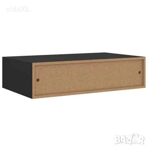 vidaXL Стенни рафтове с чекмеджета, 2 бр, черни, 40x23,5x10 см, МДФ, снимка 9 - Етажерки - 56146943