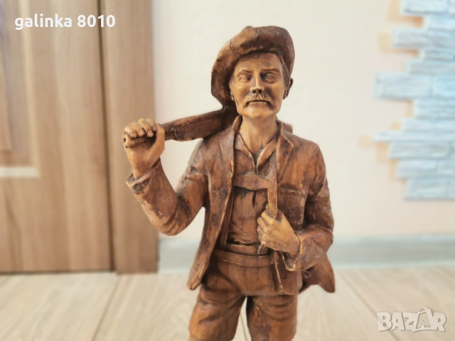 Стара голяма статуетка, ловец, снимка 4 - Антикварни и старинни предмети - 53098186