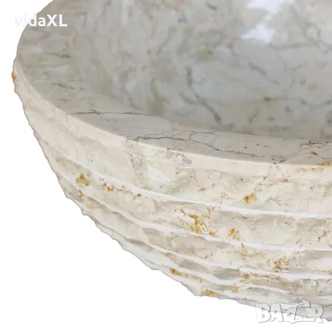 vidaXL Мивка, мрамор, 40 см, кремава, снимка 3 - Мивки - 56146427