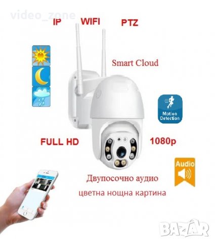 Управляема Full HD Безжична PTZ 5MP Lens външна WIFI IP камера със звук