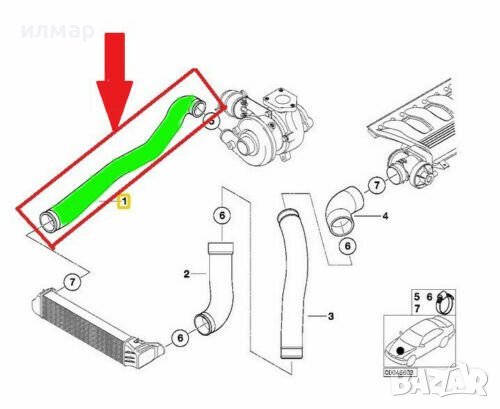 11617788574 Маркуч за турбо за БМВ /BMW 3 (E46) 318d M47, снимка 3 - Части - 37572677