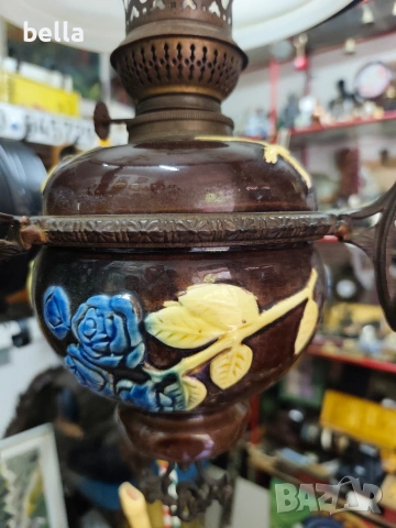 Антикварен висящ полилей (тип Газена лампа), снимка 6 - Антикварни и старинни предмети - 54280500