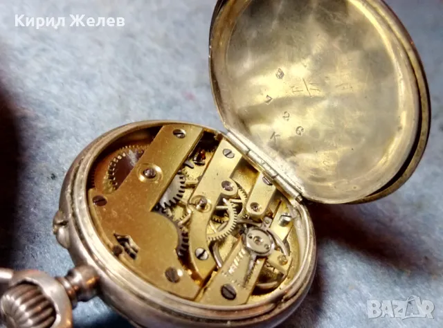 Стар ШВЕЙЦАРСКИ СРЕБЪРЕН ДЖОБЕН ЧАСОВНИК с КРАСИВА РЕТРО ОРНАМЕНТИКА ФУНКЦИОНИРАЩ 47690, снимка 15 - Антикварни и старинни предмети - 48288544