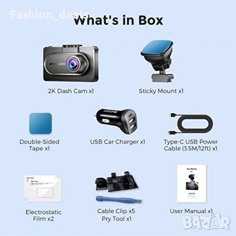 Нова компактна 2K камера за кола автомобил рекордер Dash Cam Видеорегистратор, снимка 7 - Друга електроника - 40124596