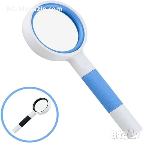 Увеличителна ръчна лупа за четене 4X увеличение стъклена леща деца насекоми работа с дръжка джобна, снимка 14 - Други инструменти - 50920329