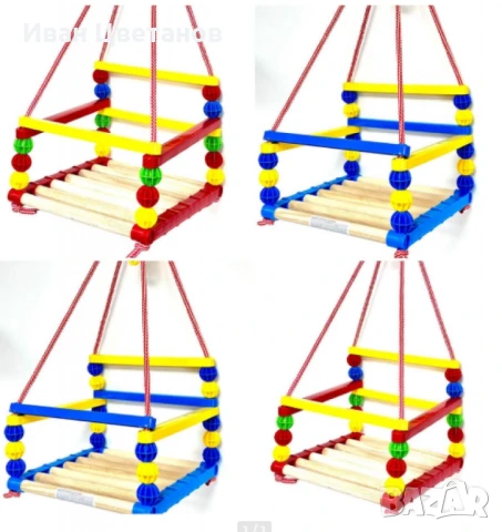 Дървена люлка – Класически модел с модерен цветен дизайн, снимка 3 - Декорация за дома - 50941740